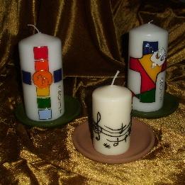 Beispiele früher gefertigter Kerzen